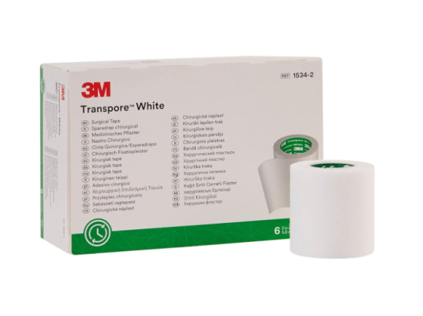 3M™  Transpore 1534-2 Cerrahi Flaster Beyaz 5cm x 9.1m (6 Adet)